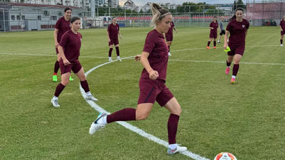 Fotbal feminin. Vezi imagini de la ultimul antrenament al Naționalei înainte de meciul cu Macedonia de Nord