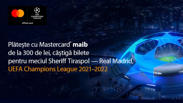 Achită cu cardul Mastercard de la MAIB și câștigă bilete la meciul Sheriff Tiraspol - Real Madrid

 