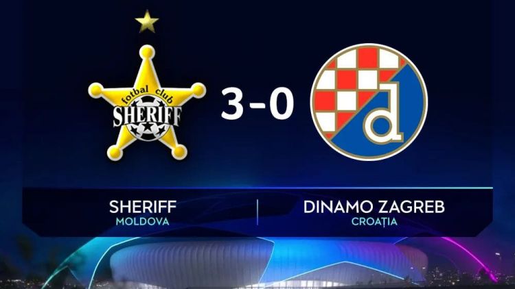 Campioana Sheriff face senzație în Champions League! 3-0 cu Dinamo Zagreb