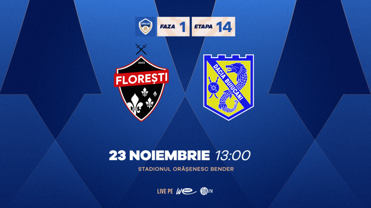 LIVE. Super Liga. FC Florești - Dacia Buiucani