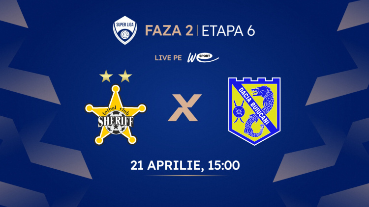 LIVE. Super Liga. FC Sheriff - Dacia Buiucani